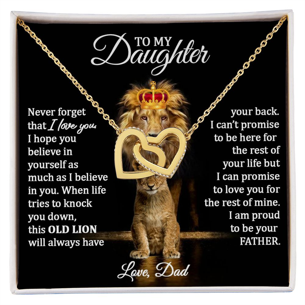 Daughter Gold Hearts Necklace (Love, Dad) | Lion Always Has Your Back