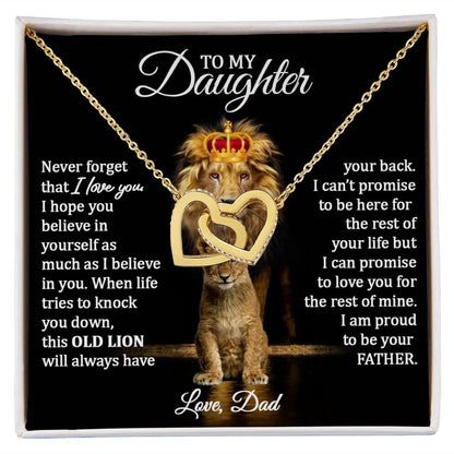 Daughter Gold Hearts Necklace (Love, Dad) | Lion Always Has Your Back