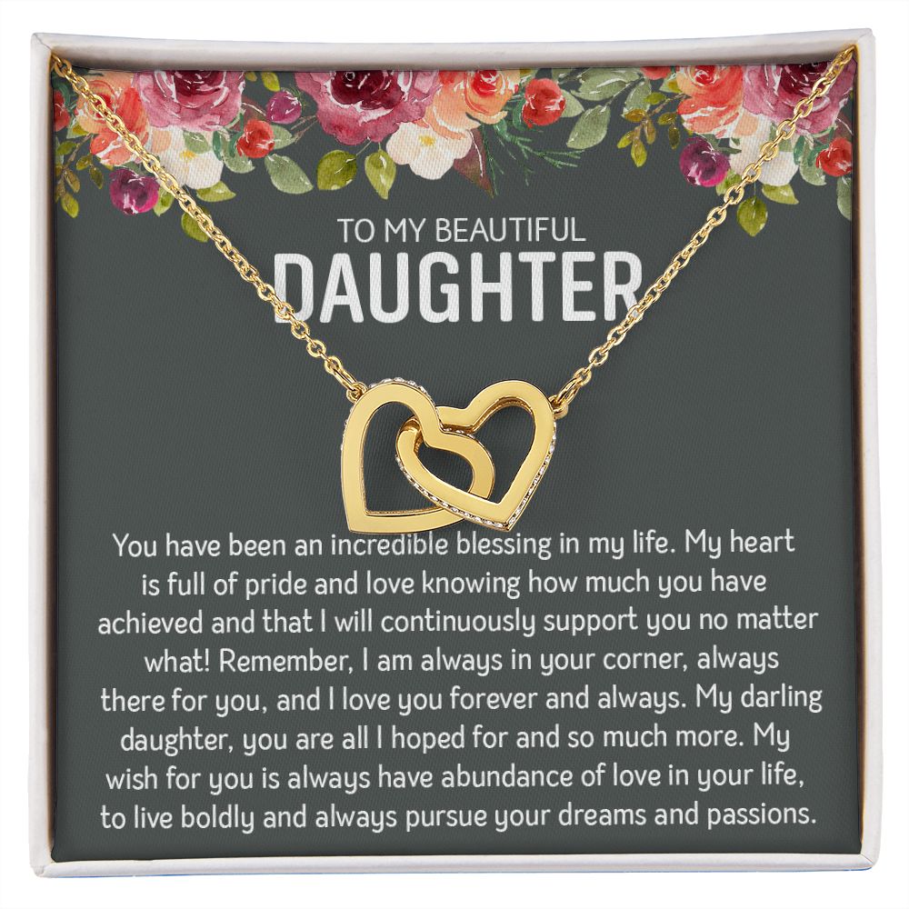 Beautiful Daughter - Blessings | Rose Gold and Stainless Steel Connected Hearts Necklace