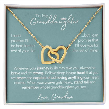 Granddaughter (From Grandma), Be Brave, Gold and Stainless Steel Necklace