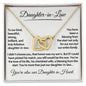 Daughter-In-Law, Gold Stainless Steel Locked Hearts Necklace Bonus Daughter Gift Idea