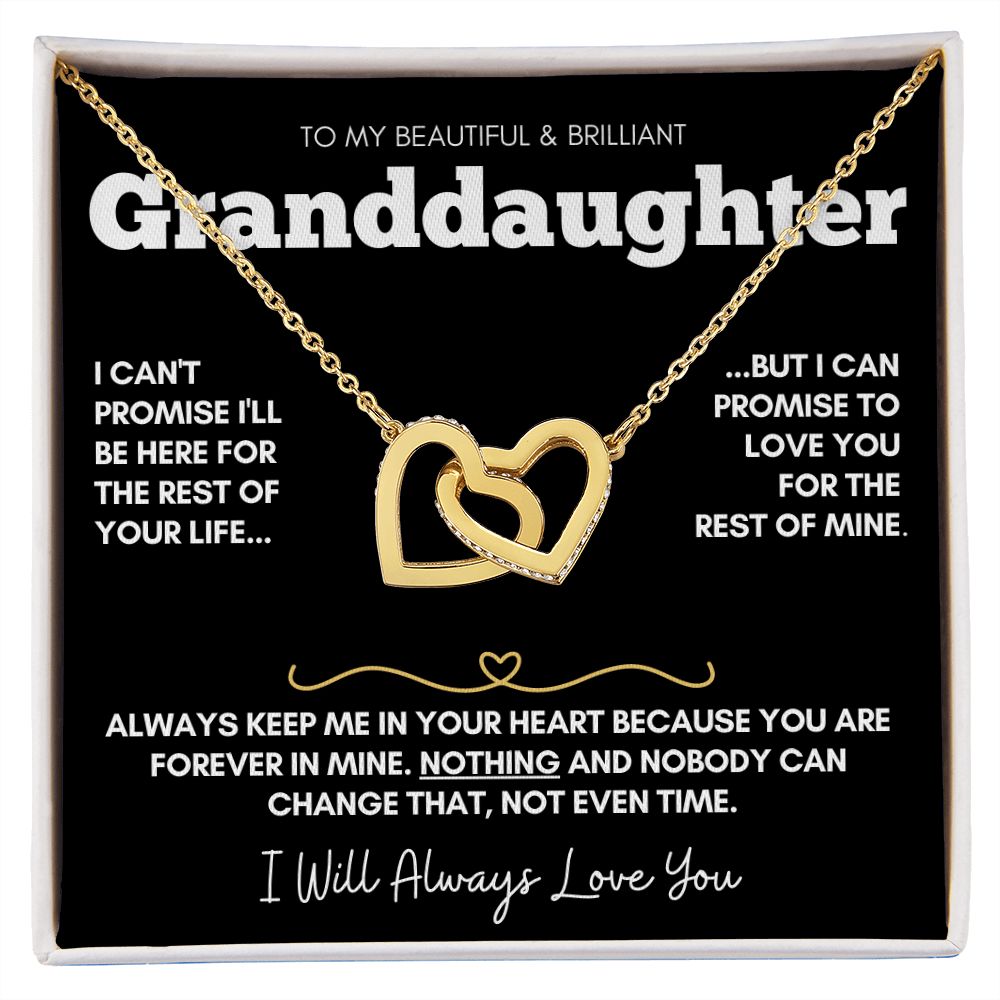 Beautiful Brilliant Granddaughter  - 14k Rose Gold and Stainless Steel Connected Hearts