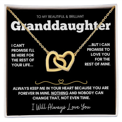 Beautiful Brilliant Granddaughter  - 14k Rose Gold and Stainless Steel Connected Hearts