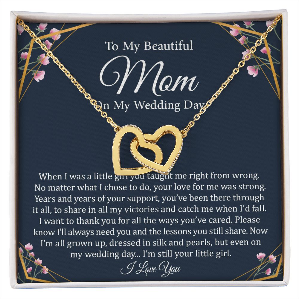 To My Mom (On My Wedding Day) | Stainless Steel Rose Gold Connected Hearts Necklace