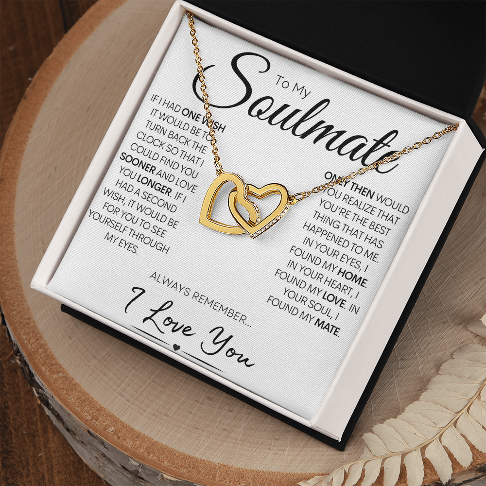 To My Soulmate - One Wish, Stainless Steel and Rose Gold Necklace