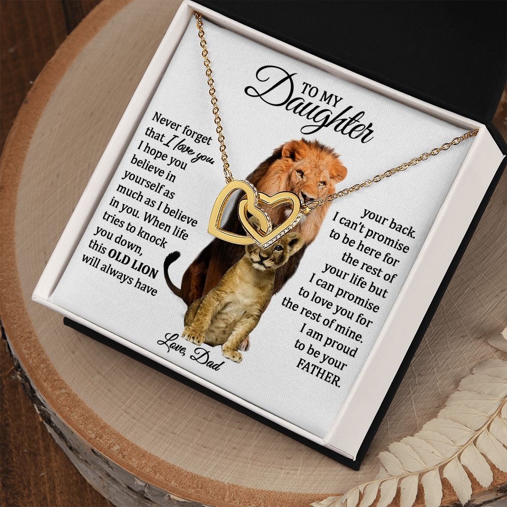 Daughter and Dad Necklace (This Old Lion) | Gold Connected Hearts