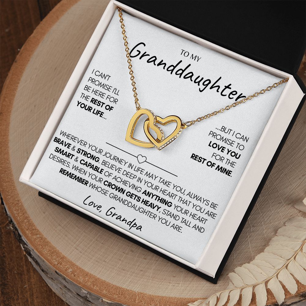 Granddaughter Necklace, (Love Grandpa) 14k Gold Connected Hearts Necklace