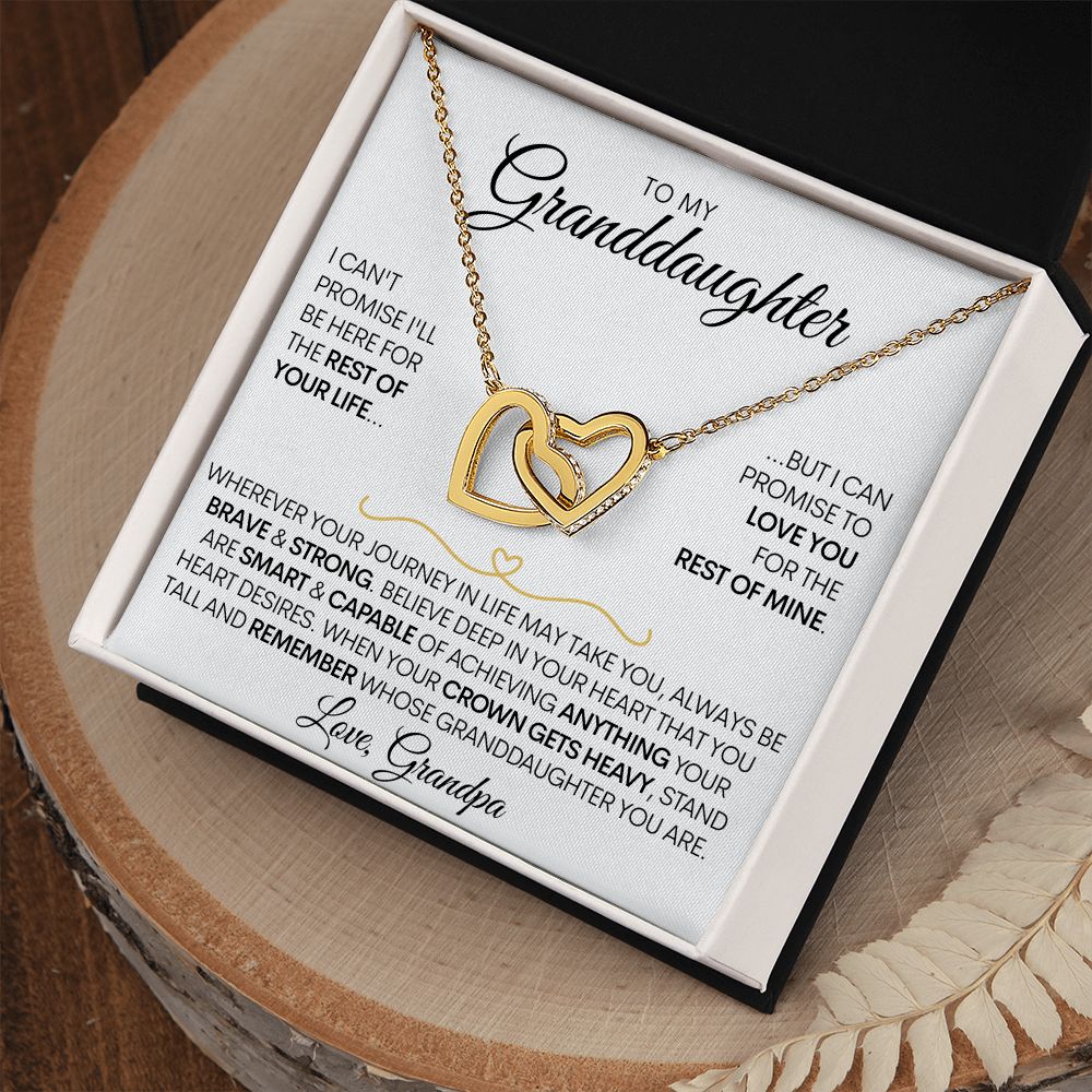 To My Granddaughter (Love, Grandpa) - Beautiful Gold Connected Hearts Necklace - Promise to Love You