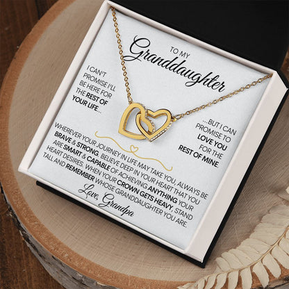 To My Granddaughter (Love, Grandpa) - Beautiful Gold Connected Hearts Necklace - Promise to Love You