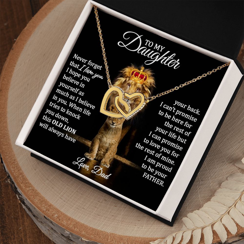 Daughter Gold Hearts Necklace (Love, Dad) | Lion Always Has Your Back