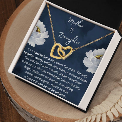 Mother & Daughter - Hearts as One, Gold and Stainless Steel Hearts Necklace for Daughter and Mother