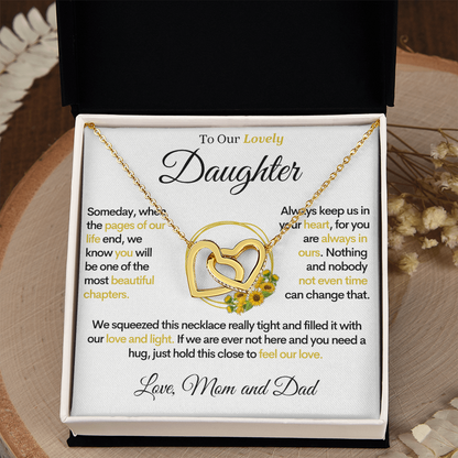 To Our Lovely Daughter - Pages of Our Life, Gold Hearts Necklace Gift for Daughters