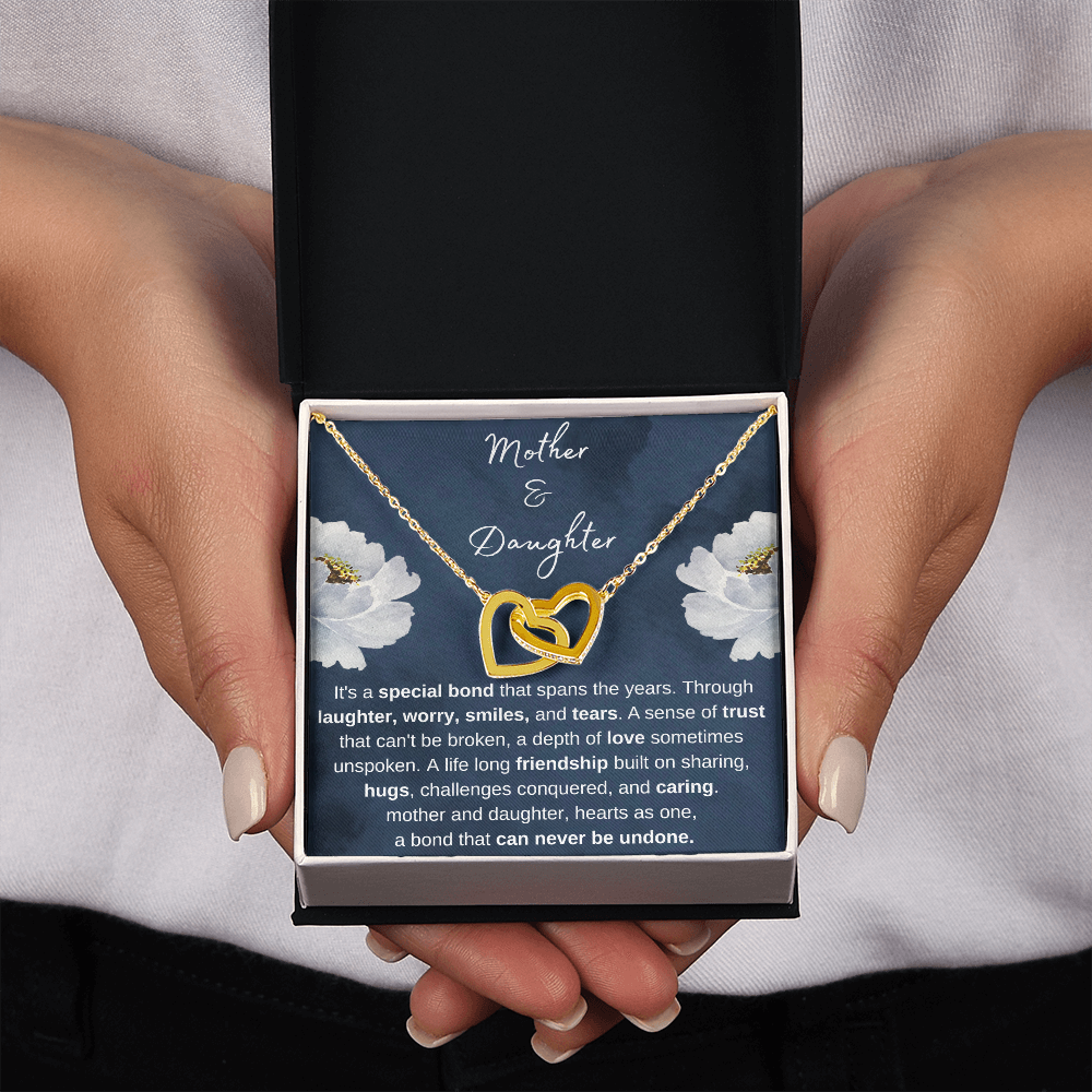 Mother & Daughter - Hearts as One, Gold and Stainless Steel Hearts Necklace for Daughter and Mother