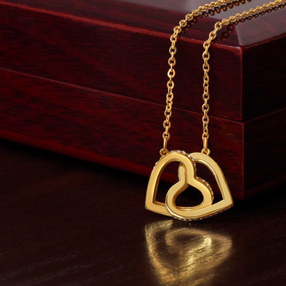 Grandmother & Granddaughter, Hearts as One - Interlocked Gold Hearts Necklace for Grand Daughter