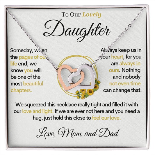To Our Lovely Daughter - Pages of Our Life, Gold Hearts Necklace Gift for Daughters