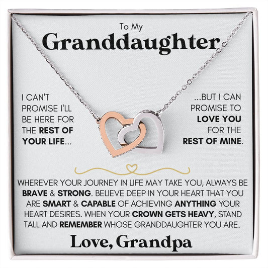 Granddaughter 14k Gold Hearts 'Be Brave' Necklace (Love, Grandpa)
