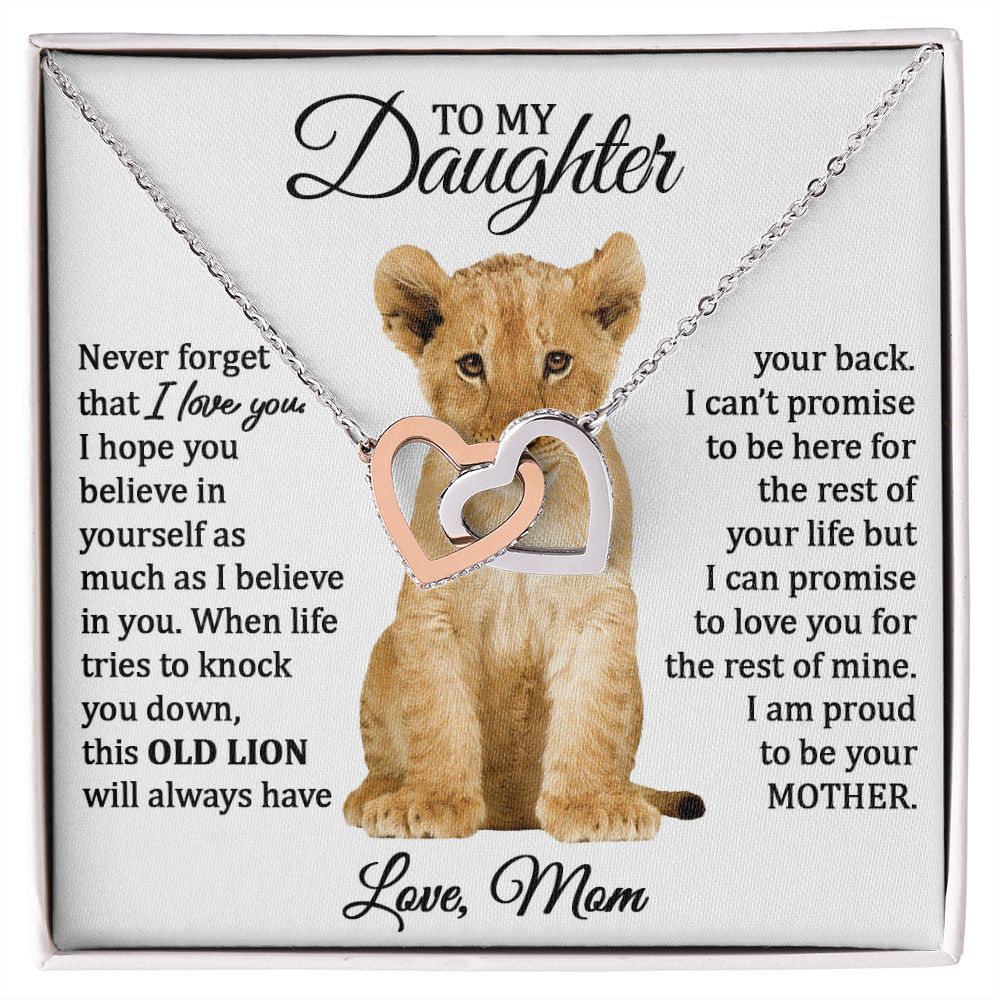 To My Daughter (Love Mom) | Connected Hearts and Lion Card