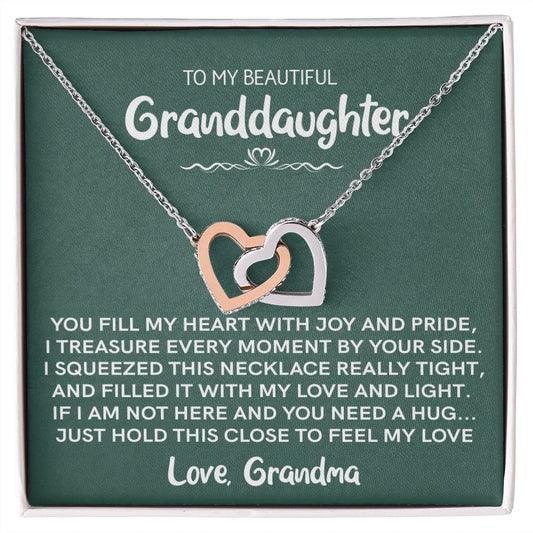 Beautiful Granddaughter - Joy and Pride | Rose Gold Connected Hearts Necklace