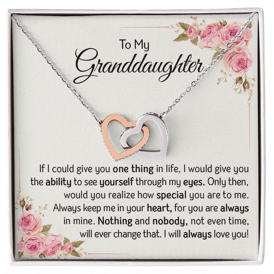 Granddaughter - Always Love You | Rose Gold Connected Hearts Necklace