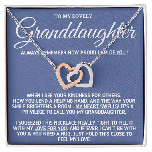 To My Lovely Granddaughter - Proud of You, Gold and Stainless Steel Necklace for Grand Daughters