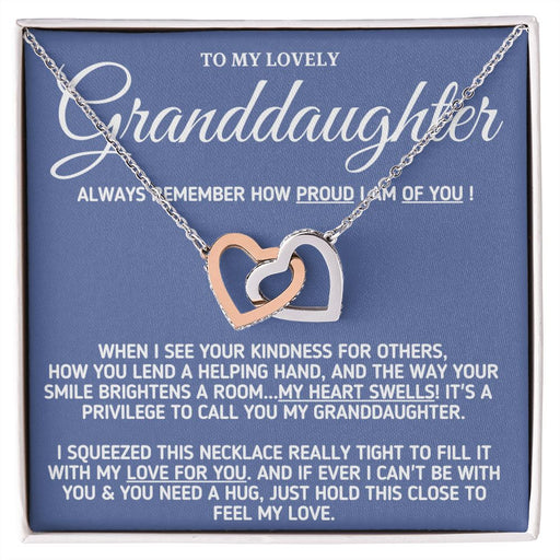 To My Lovely Granddaughter - Proud of You, Gold and Stainless Steel Necklace for Grand Daughters Polished Stainless Steel & Rose Gold Finish Standard Box