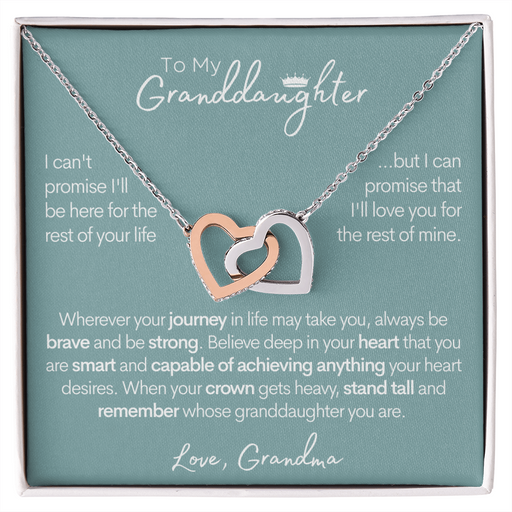 Granddaughter (From Grandma), Be Brave, Gold and Stainless Steel Necklace Polished Stainless Steel & Rose Gold Finish Standard Box