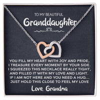 To My Beautiful Granddaughter (Love Grandma) | Rose Gold and Stainless Steel Connected Hearts Necklace