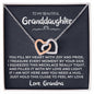 To My Beautiful Granddaughter (Love Grandma) | Rose Gold and Stainless Steel Connected Hearts Necklace