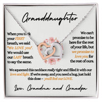 Granddaughter (Love, Grandma and Grandpa) Beautiful Gold Connected Hearts Necklace