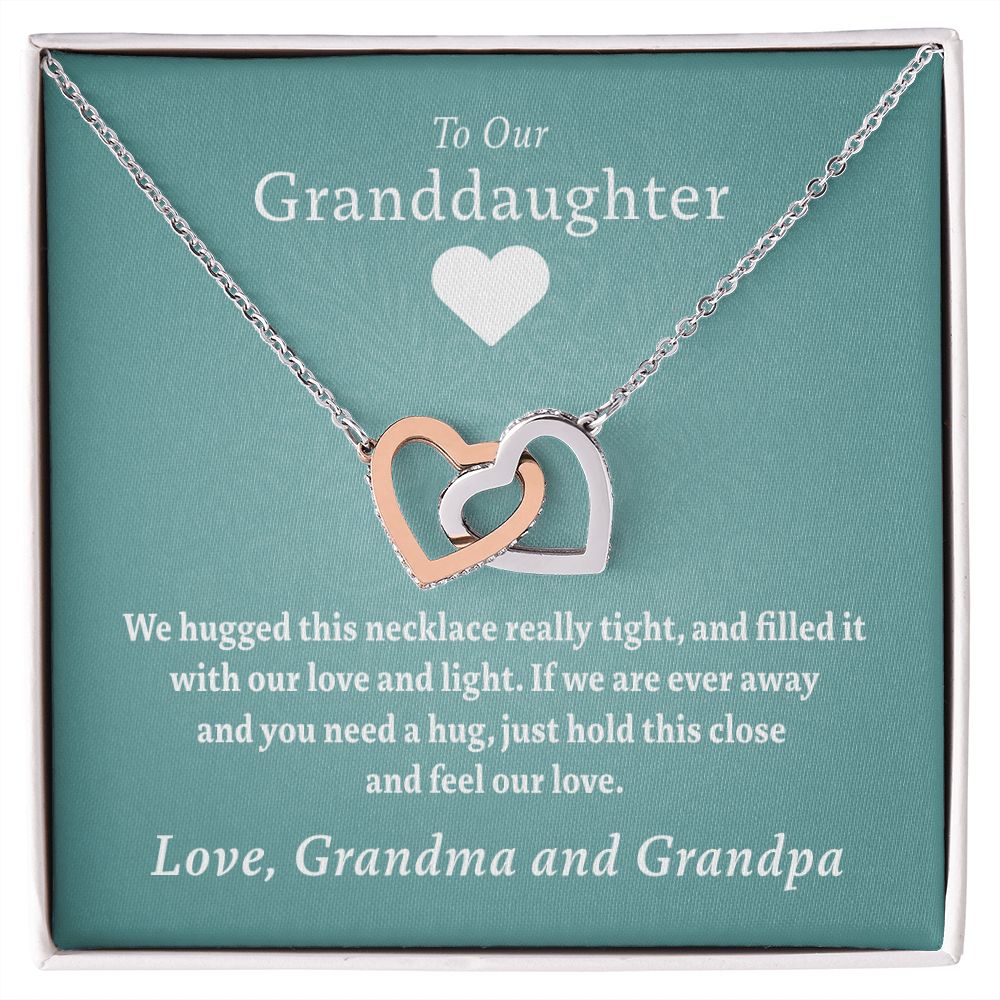 To Our Granddaughter - Beautiful Gold Locked Hearts Necklace