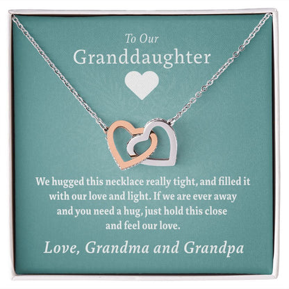 To Our Granddaughter - Beautiful Gold Locked Hearts Necklace