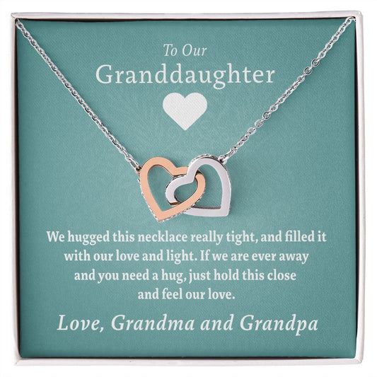 To Our Granddaughter - Beautiful Gold Locked Hearts Necklace