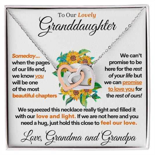 [Almost Sold Out] Granddaughter (Love Grandma and Grandpa) | Beautiful 14k White Gold Necklace Connected Hearts