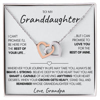 Granddaughter Necklace, (Love Grandpa) 14k Gold Connected Hearts Necklace