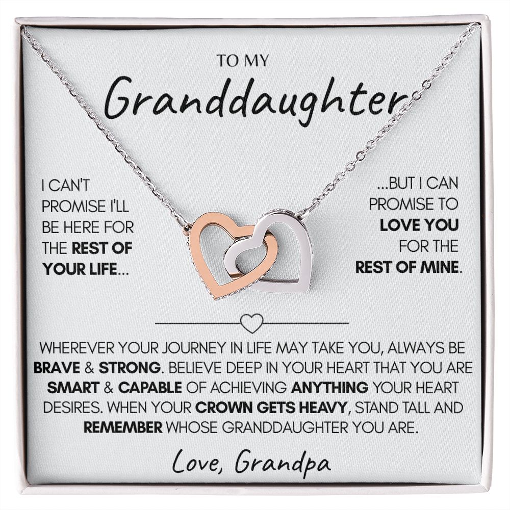 Granddaughter Necklace, (Love Grandpa) 14k Gold Connected Hearts Necklace