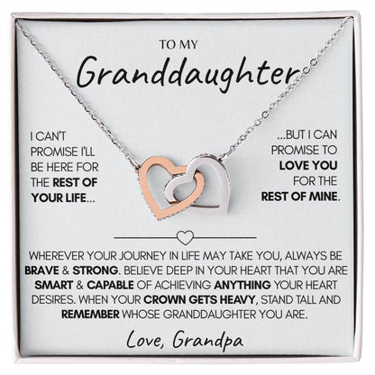 Granddaughter Necklace, (Love Grandpa) 14k Gold Connected Hearts Necklace
