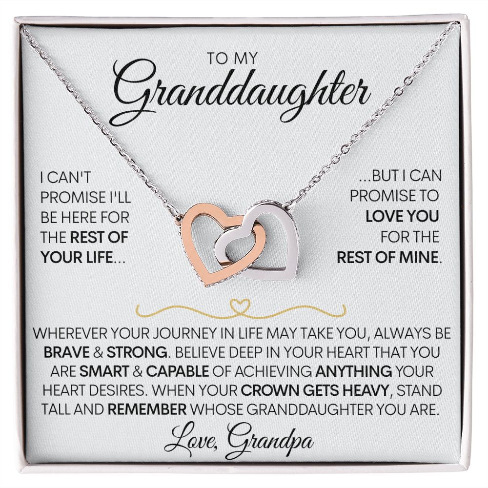 To My Granddaughter (Love, Grandpa) - Beautiful Gold Connected Hearts Necklace - Promise to Love You