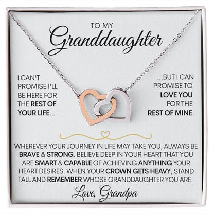 To My Granddaughter (Love, Grandpa) - Beautiful Gold Connected Hearts Necklace - Promise to Love You