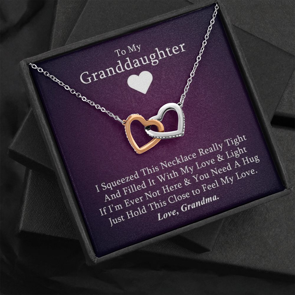 To My Granddaughter (Love, Grandma) - Beautiful Connected Hearts Granddaughter Necklace