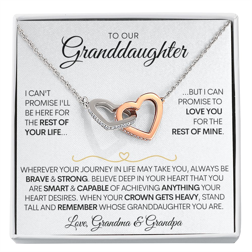 To Our Granddaughter (Grandma & Grandpa), Beautiful Interlocked Family Forever Hearts Gold Necklace