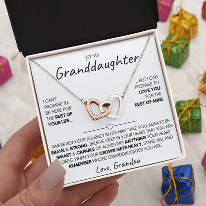 Granddaughter Necklace, (Love Grandpa) 14k Gold Connected Hearts Necklace