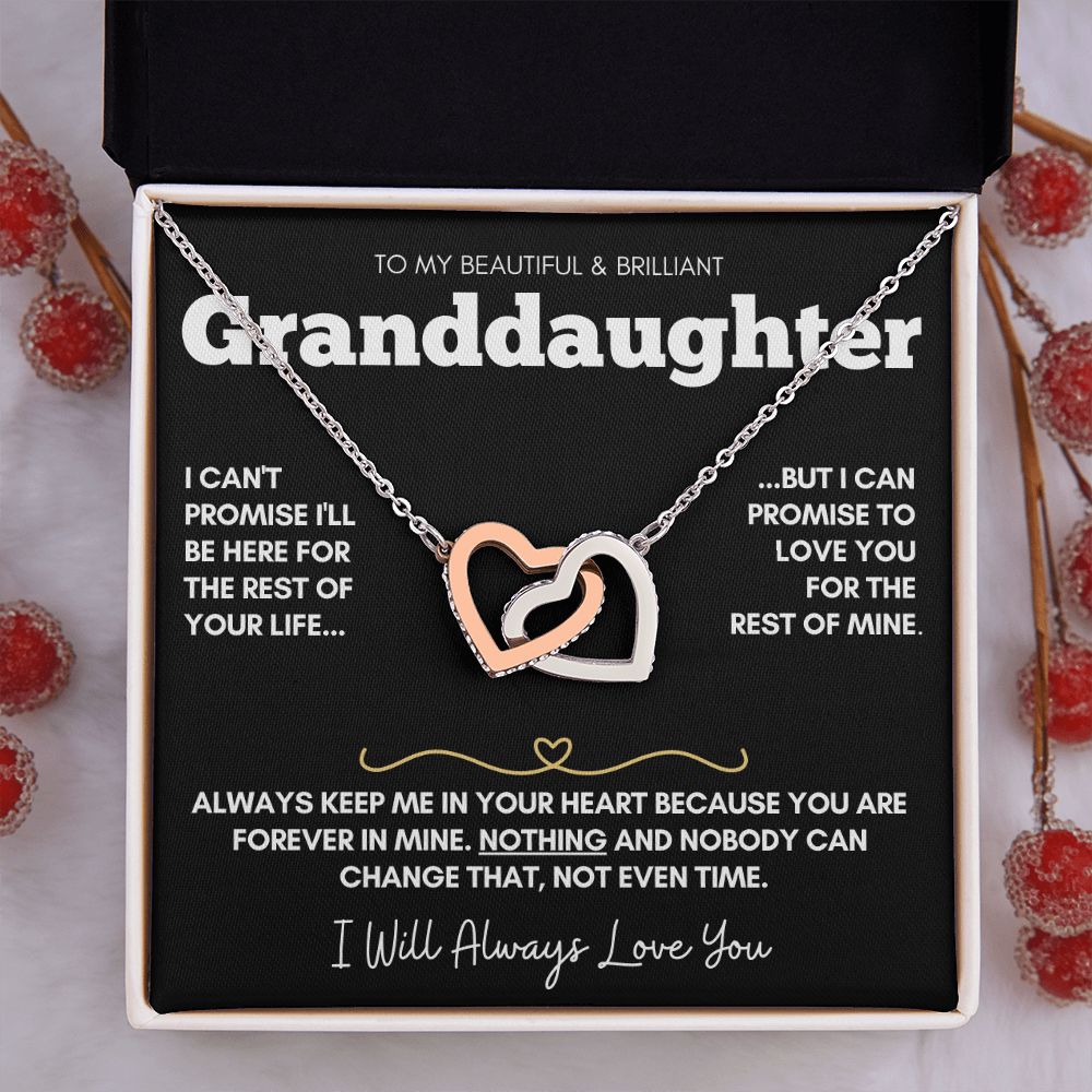 Beautiful Brilliant Granddaughter  - 14k Rose Gold and Stainless Steel Connected Hearts