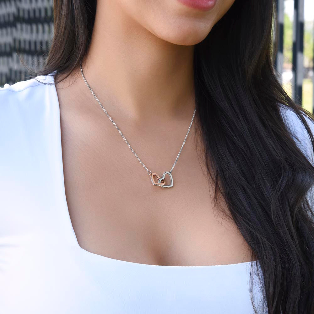 Best Friend Necklace (Twin Sisters) - 14k Gold and Rose Gold Locked Hearts