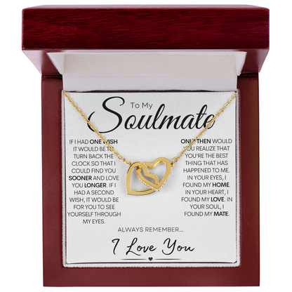 To My Soulmate - One Wish, Stainless Steel and Rose Gold Necklace