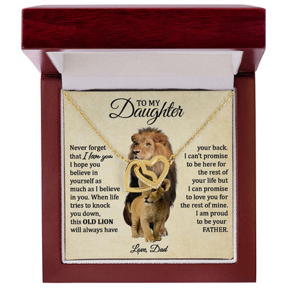 To My Daughter Connected Hearts Necklace (Love Dad) | This Old Lion