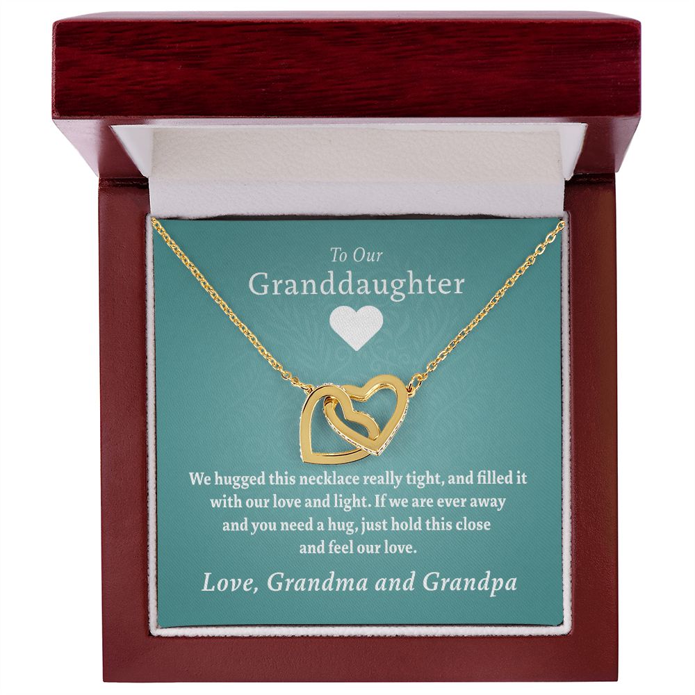 To Our Granddaughter - Beautiful Gold Locked Hearts Necklace