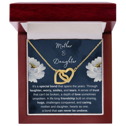 Mother & Daughter - Hearts as One, Gold and Stainless Steel Hearts Necklace for Daughter and Mother