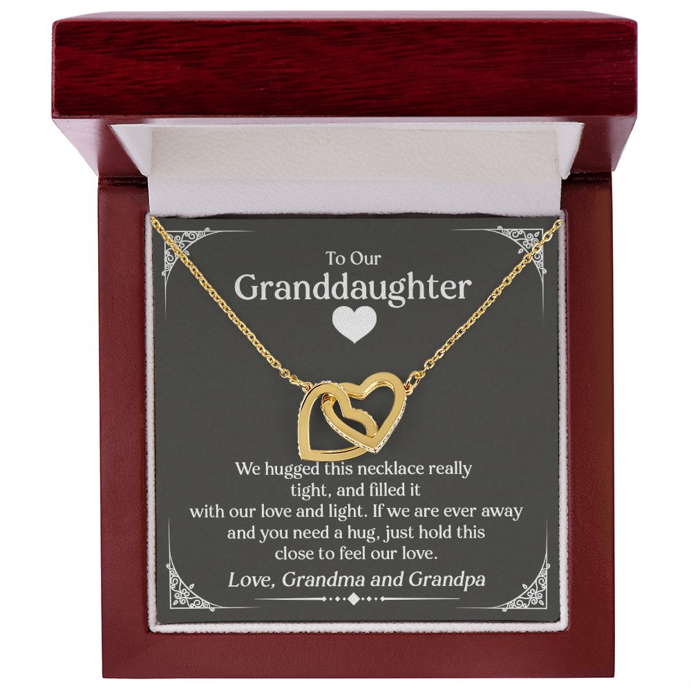 Granddaughter Interlocking Hearts Necklace, Stainless Steel and Rose Gold, Birthday or Christmas Present