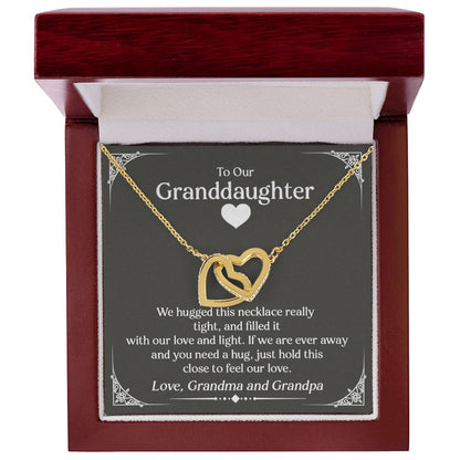 Granddaughter Interlocking Hearts Necklace, Stainless Steel and Rose Gold, Birthday or Christmas Present