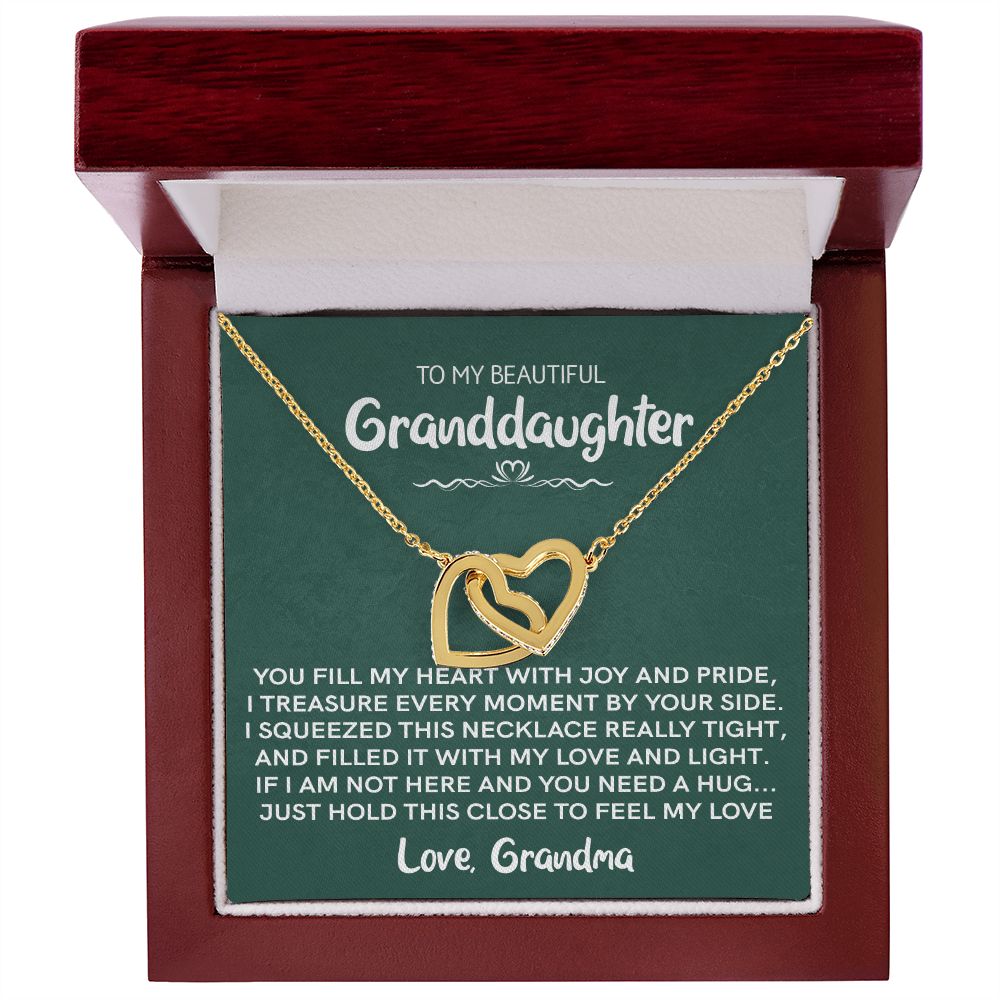 Beautiful Granddaughter - Joy and Pride | Rose Gold Connected Hearts Necklace